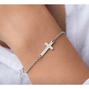 Stainless Steel Silver Cross Bracelet New